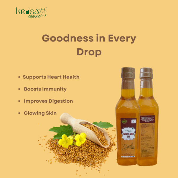 Krisa Organic 100% Pure Cold Pressed Mustard Oil- 1 Litre - Image 3