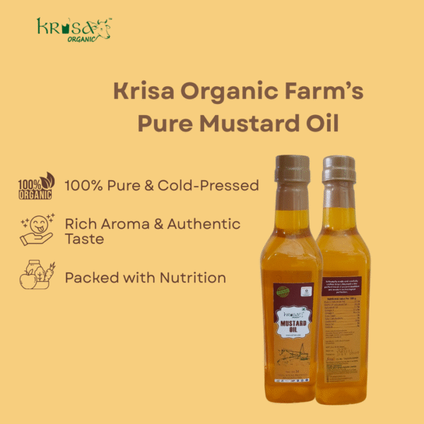 Krisa Organic 100% Pure Cold Pressed Mustard Oil- 1 Litre - Image 4