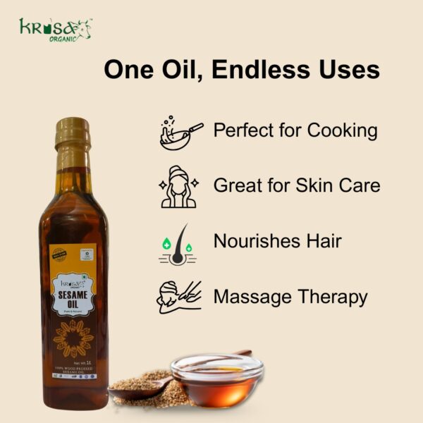 Sesame oil 1 Litre- Pure & Natural by Krisa Organic - Image 5