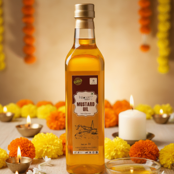 Krisa Organic 100% Pure Cold Pressed Mustard Oil- 1 Litre