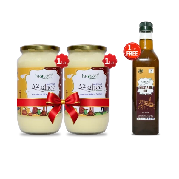 Buffalo Ghee Saver Combo (Buy 2 Ltr Buffalo Ghee & Get 1 Ltr Black Mustard Oil Free)