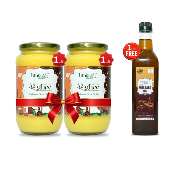 Cow Ghee Power Combo (Buy 2 Ltr Cow Ghee & Get 1 Ltr Black Mustard Oil Free)